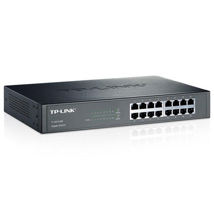 TP-Link TL-SG1016D 16-Port Gigabit Desktop/Rackmount Unmanaged Switch Energy-efficient Supports MAC Plug & Play 32Gbps Switching Capacity