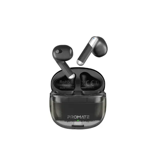 [TransPods.Black] Promate HD Transparent TWS Earbuds IntelliTouch