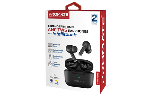 [ProPods.Black] Promate 25 hours Wireless HD Earphones with Noise Canceling