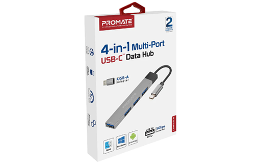 [LiteHub-4.Grey] Promate 4in1 Multi-Port USB-C Data Hub