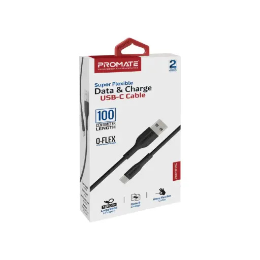 [XCord-AC200.Black] Promate Super Flexible Data & Charge USB-C to A Cable