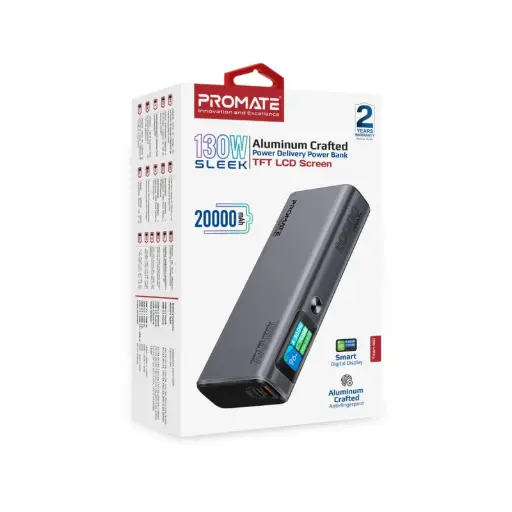 [Titan-130] Promate 130W PD 20,000 mAh Aluminium Crafted Laptop / Mobile Power Bank